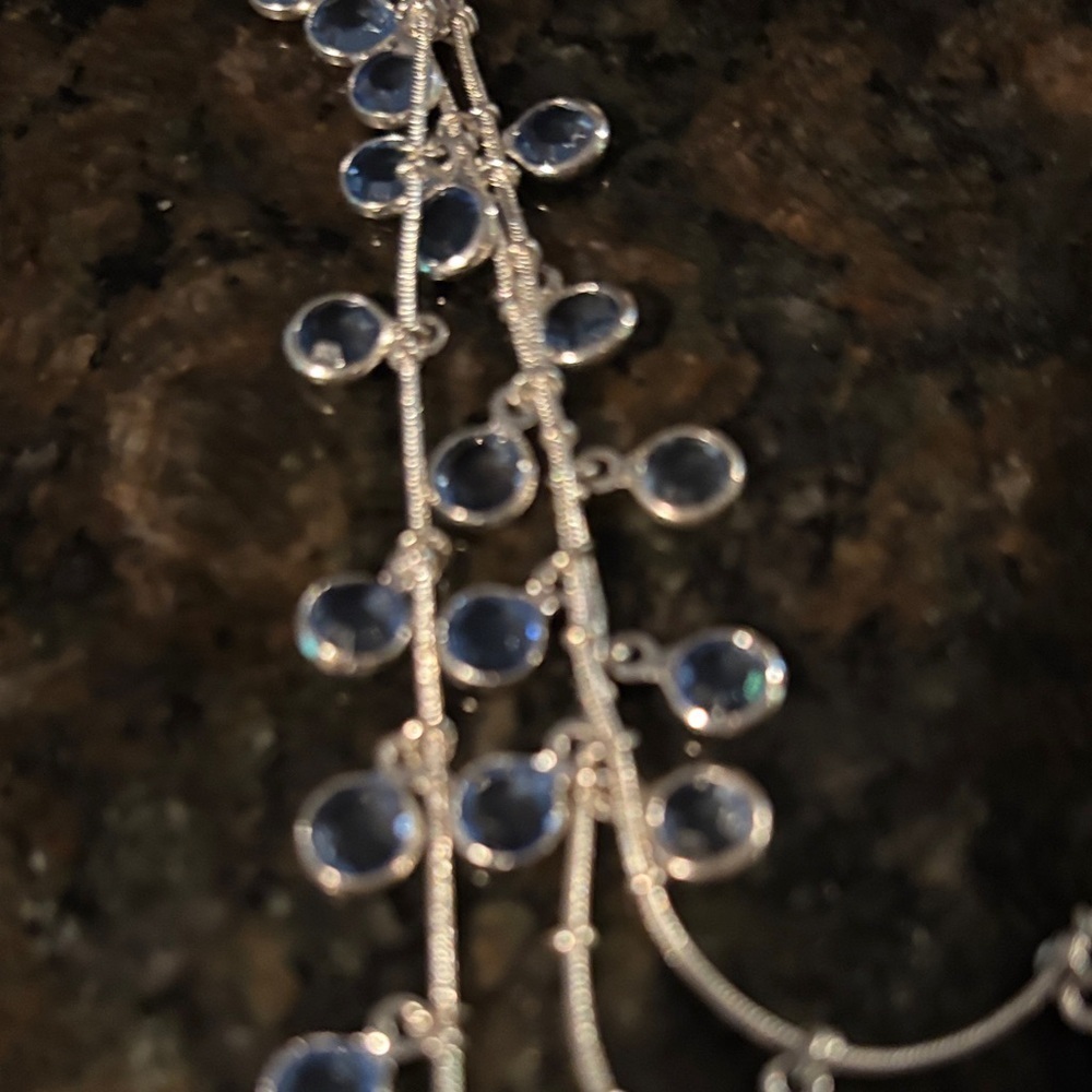 Anne Klein Silver Necklace with Blue Accents - Picture 2 of 3